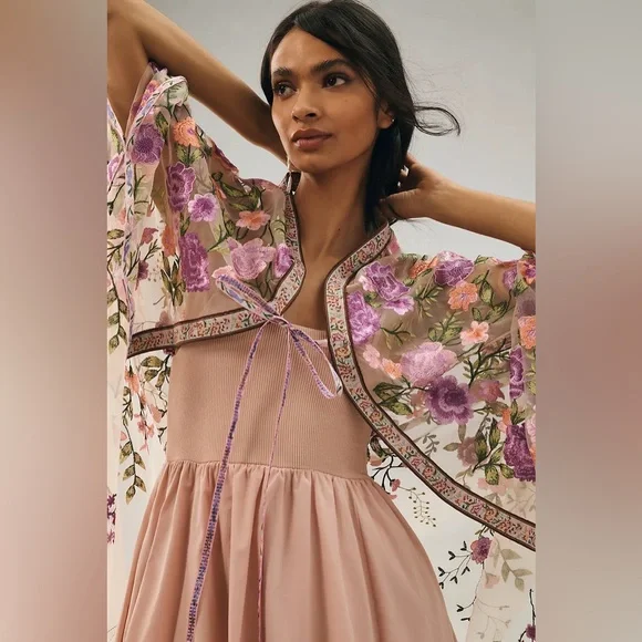 NWOT Anthropologie Self Contrast Floral Duster - Picture 3 of 5